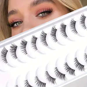 Natural Half False Eyelashes, Short Wispy Clear Band Lashes, Multipack Suitable for Different Places, Enhance Your Look Effortlessly, Cosmetic, Invisible Lash Band