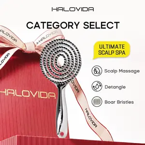 HALOVIDA Hollow Round Bristle Brush - Anti-Static Massage Brush for Enhanced Volume & Scalp Care,Pain-Free,Reduces Heat Damage, Ideal for Quick Drying and Voluminous Styling,Pure,Boar bristle brush,#SummerVibes #petlovers