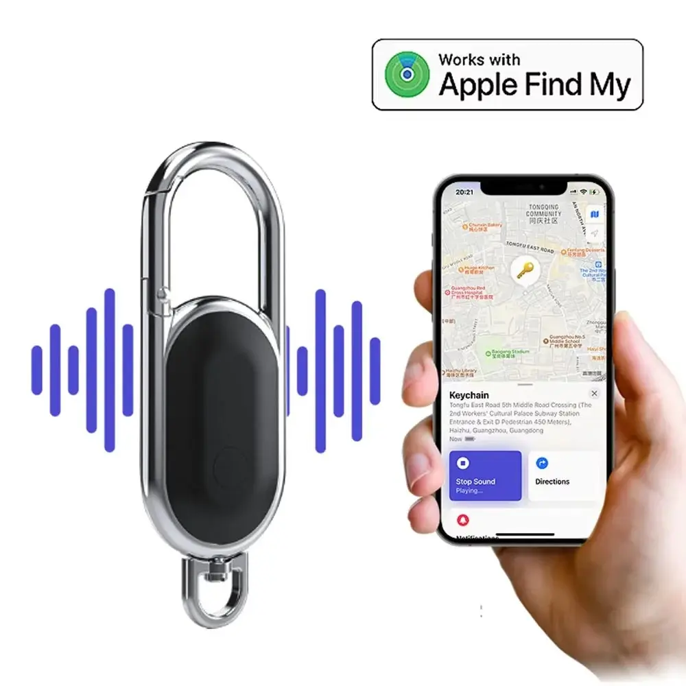 Anti-lost GPS airtag Smart Carabiner key chain Keyring with Find My tracker to attach Car key chain fob for use on ios