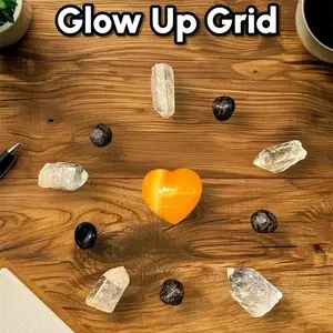 Orange Calcite Hearts, Glow Up Grid, or 1 intuitively chosen crystal heart