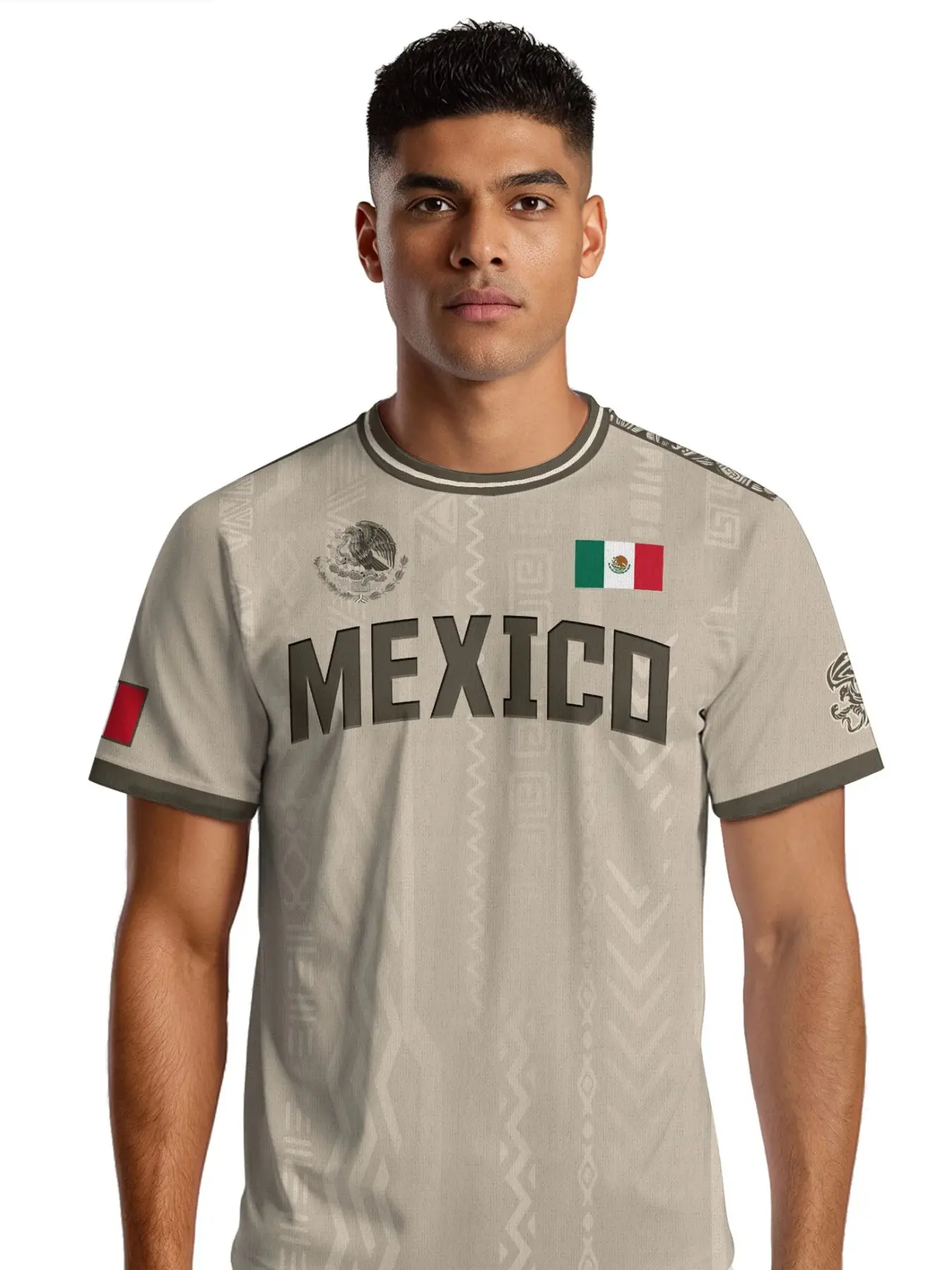 Mexico Aztec Eagle Devouring Serpent Soccer Jersey, Sporty Fitted Design with Animal Print, Perfect for All Seasons and Active Wear, Training Clothes, Soccer Shirt, Sportswear for Summer, Sports Clothing