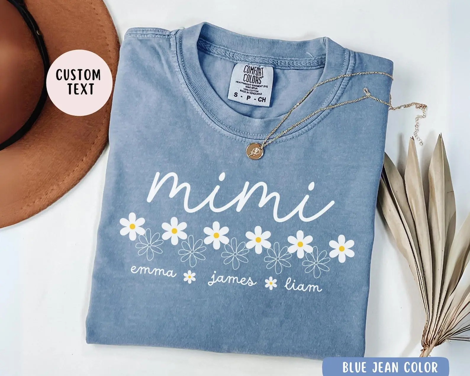 Comfort Colors Mimi Grandma Shirt, Custom Grandkids Names T-Shirt, Personalized Mimi Tee, Daisy Floral Gift, Birthday Gift for Grandma