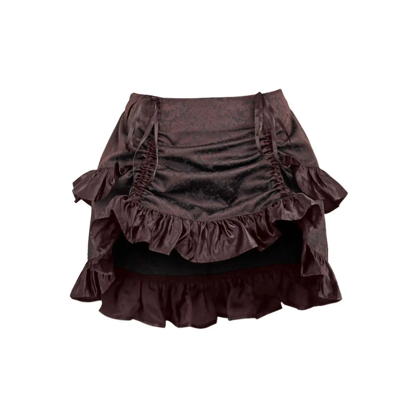 Brown Brocade Ruched Bustle Skirt