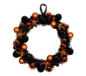Northlight Spiders & Ornaments Halloween Wreath 18" Unlit