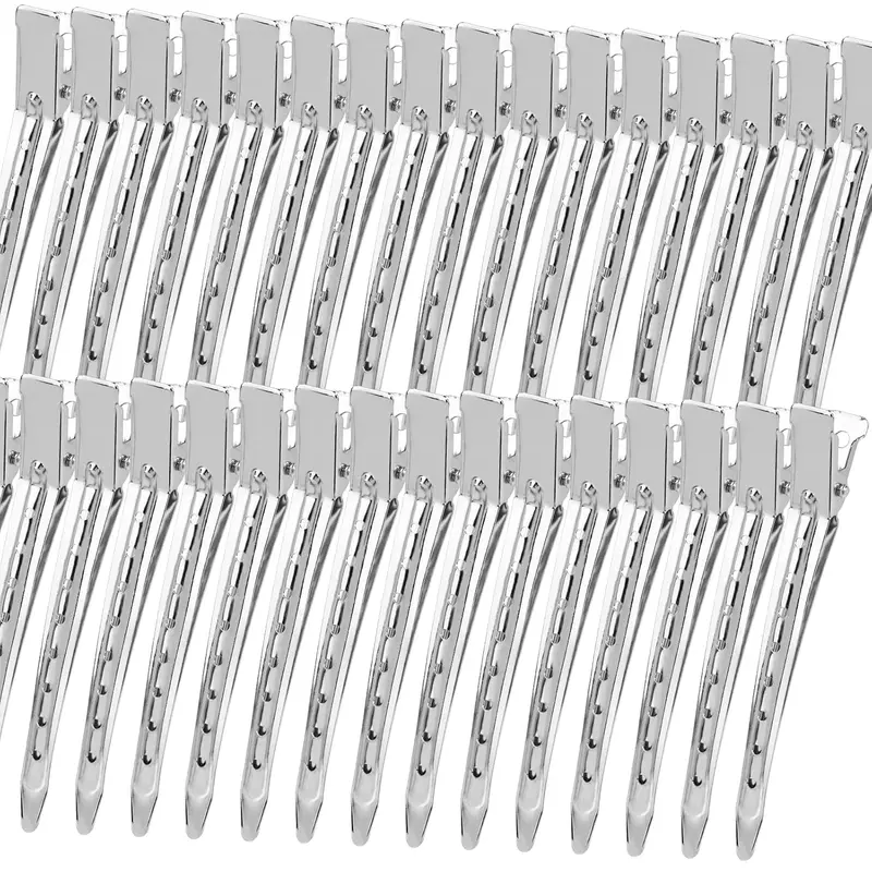 Duck Billed Clips, 30 count 3.5 Inch Metal  Curl Hair Clips with Holes for Styling, Coloring, Thick Hair Rollers, Salon Use,