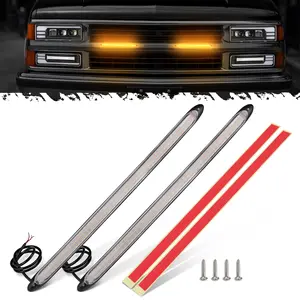 Partsam 2Pcs Flexible Daytime Running Light Strip Auto Headlight Sequential White Turn Signal Yellow Led Light Waterproof