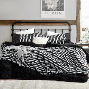 Tiger Lion - Coma Inducer Oversized Faux Fur Comforter - Zebra Black