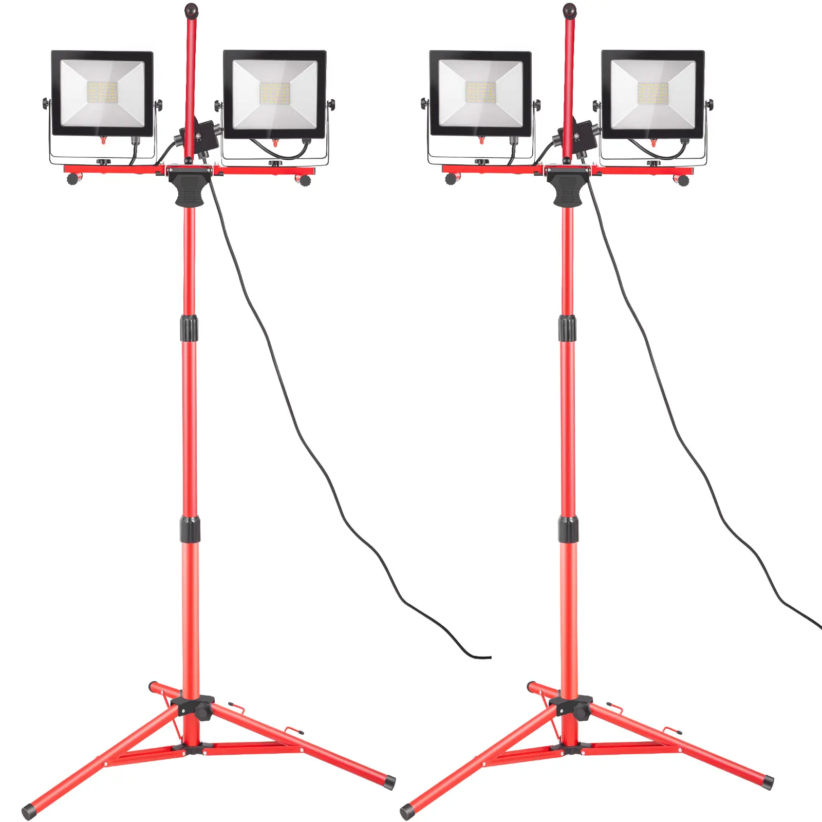 【Summerfinds】VEVOR LED Work Light with Stand 2PCS 10000 Lumen Dual-head LED Work Light with 27.6\"-68.1\" Adjustable and Foldable Tripod StandIP65 Waterproofed LED Tripod Work Lightwith 5000 K Color Temperatu