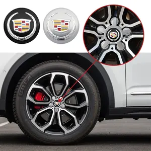 4pcs 3D ABS 56mm 60mm black/silver Car emblem Wheel hub Center Cap Aluminum sticker Badge Auto Styling accessories Sticker For Cars For Cadillac Escalade CTS ATS XTS CT4 CT5 XT5 XT4 XT6 CT6 SLS SRX BLS STS DTS Deville
