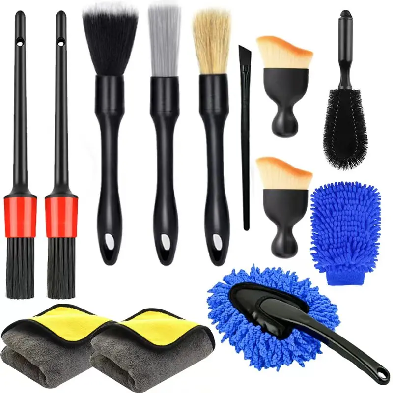 Car Cleaning Kit,Car Detailing Kit, Includes Wheel Brush, Detailing Brushes & Microfiber Towel, Ideal Gift for Car Enthusiasts - Automobile Cleaner