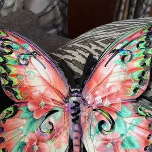 Metal Butterfly Wall Decor, 14 Inch Modern Outdoor Fence Art, Hanging Decoration for Home, Garden, Yard, Living Room, Bedroom, Patio, Balcony