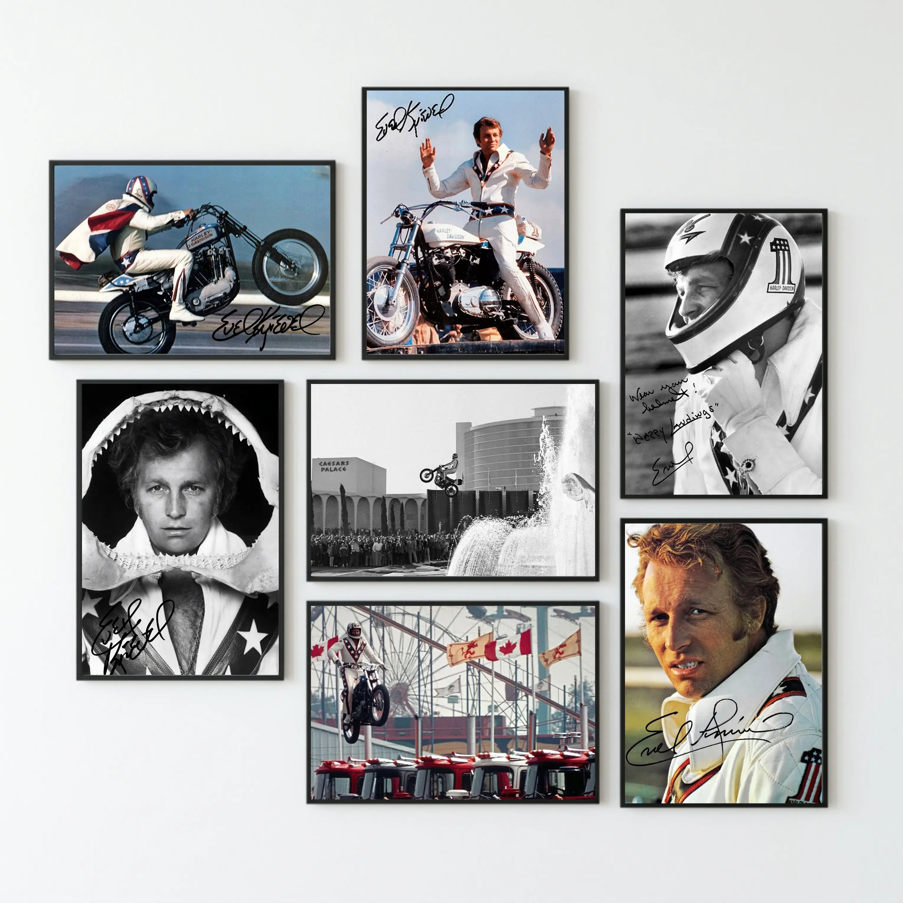 [NO FRAME] Evel Knievel Poster, Live Hard Ride Fast Wall Art, American Rider Decor Home, Biker Gift
