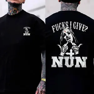 F@ck I Give Nun T-shirt - Double Sided Shirt, Sweatshirt, , Unisex Shirt, Naughty Clothes Men, Menswear Classic, Classic Cotton Fabric, Cotton Fabric Menswear, Classic Menswear Oversized Pocket Sport