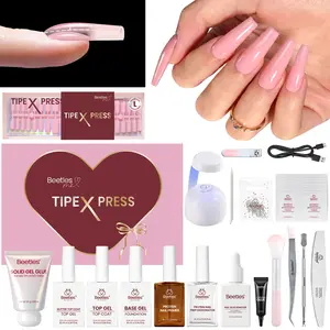 Beetles TIPEX Press Pre Designed Press On Nails Tips Kit, with Prep Kit and Remover Pink Nude Long Square Coffin Shape Natural Acrylic Nail Tips Effortless Beauty & DIY Manicures - mothersdaygift Spring Nail Summer Nail Vacation Nail #SummerVibes