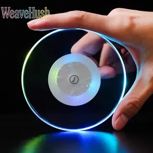 2026 New Ultra-Thin Transparent RGB LED Luminous Round Coaster, 1 Piece White Light-Up Drink Base, Reusable Waterproof USB Charging Beverage Mat for Cocktails & Milk Tea, Bar & Party Indoor Recreation Tableware, White Light - Round - 1 Piece,summervibes