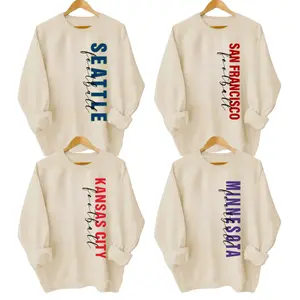 Vintage City Football All Team Sweatshirt – SAND COLOR, Retro Game Day Graphic Crewneck, Classic Throwback Style Pullover for Football Fans, Unisex Cozy Cotton Top  - TC