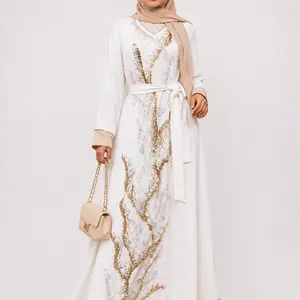 Women's Islamic Luxury Open Abaya - Sequin Embroidery, Matching Belt, Modest Maxi Dress with Fashionable Style, Premium Fabric, Everyday Fit