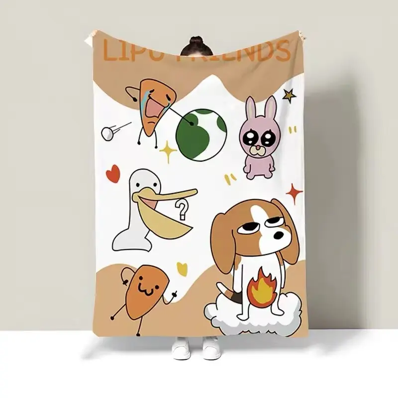 Cartoon Flannel Customized Personalized Blanket, All Seasons Cotton Office Nap Blanket, Machine Washable Soft Bedding Throw