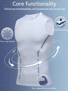 Men's Athletic Tank Top with Reflective Stripes, Streamlined Waist Design, Stretchy Fabric, Ideal for Outdoor Running & Training