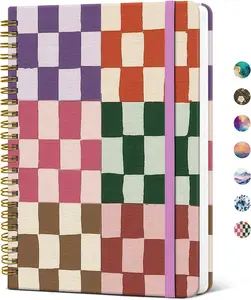 Lined Spiral Notebook Journal for Women A5(5.8" × 8.3"), Cute Hardcover Notebook for Work, School & Note Taking, Pretty College Ruled Journal for Writing, 140 Pages, Checkered