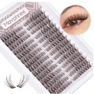 Brown Lash Clusters Wispy Eyelash Extensions Natural Look Individuals Lashes C Curl DIY Cluster Eyelashes 252 Pcs Left & Right Paired Dark Brown Cluster Lashes by Mavphnee