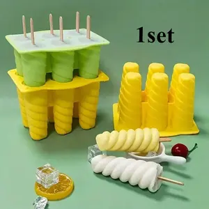 6-Hole Spiral Ice Cream Mold, Food Grade Ice Cube Tray, DIY Popsicle Holder, Summer Beach Essential, Back-To-School Supplies