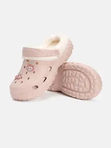 Women's Winter Round Toe Eva Half Slippers, Warm Fleece Lined Indoor Outdoor Fashion Shoes, Casual Fall & Winter Footwear, Fuzzy House Slippers