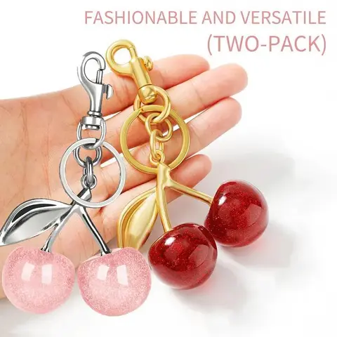 2 Count Cute Cherry Bag Charms Key Chains for Women, Purse & Handbag Accessories, Mother's Day Valentine’s Day anniversary wedding Gift