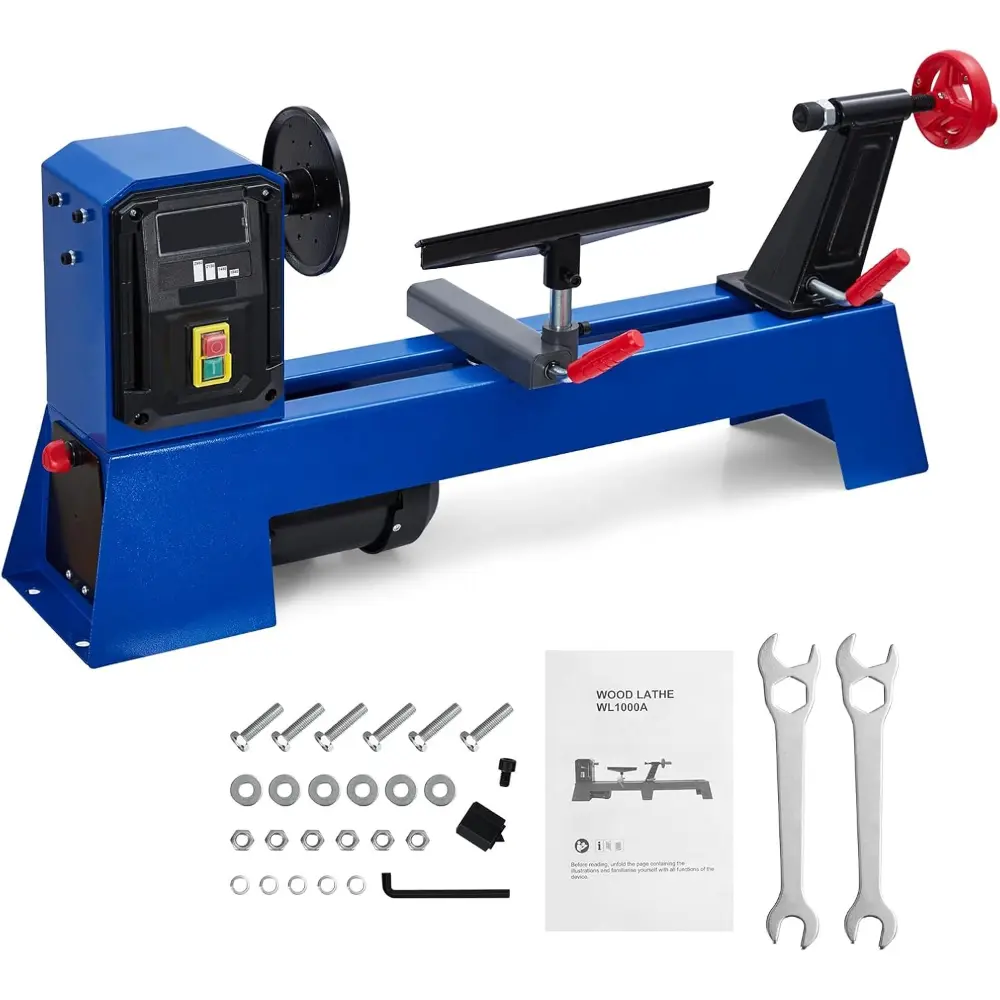 Wood Lathe, 14" x 20" Benchtop Wood Lathe Machine 0.5 HP Infinitely Variable Speed 1040-2980 RPM, Wood Turning Lathe Machine with Wrench & 2 Chisels for Woodworking, Woodturning