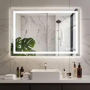 Anti-fog LED Bathroom Mirror with Dual Light Source and Three Lighting Modes, White