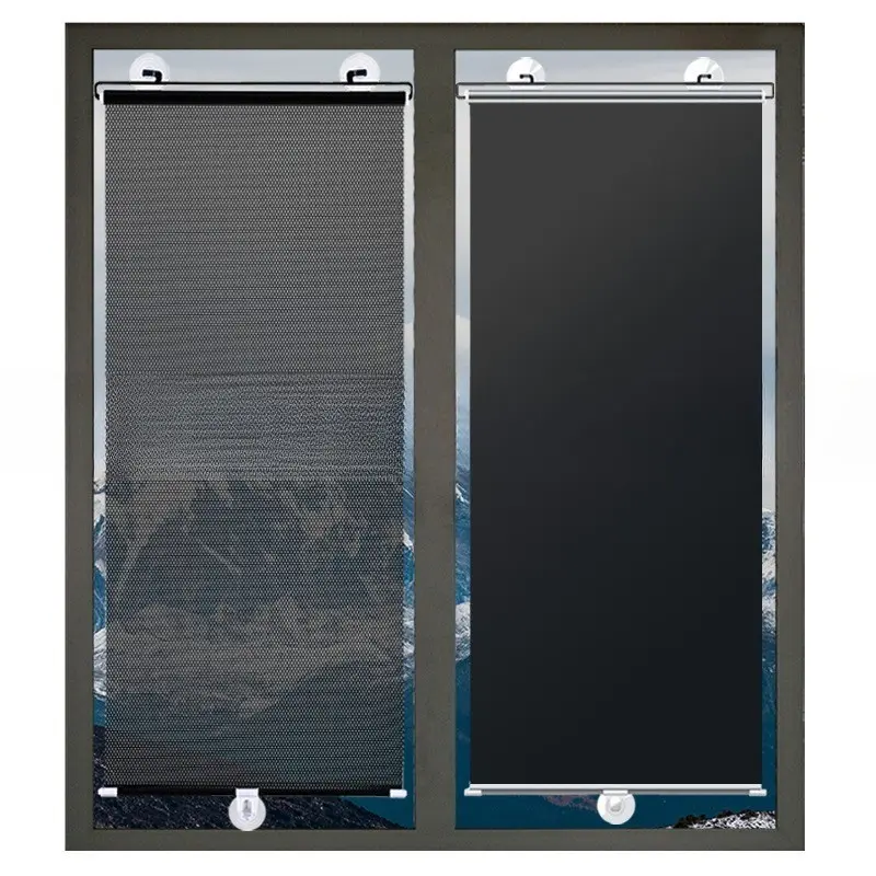 No-Drill Insulated Sunshade Curtain, Summer Window Shade, Suction Cup Retractable Kitchen Balcony Living Room Glass Door UV Protection, Car Window Shades, Uv Protective Sunshade, Sunshade Cover