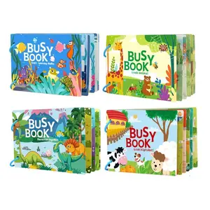 4-Piece Toddler Educational Sensory Learning Toys, Abc, Numbers, Animals, Shapes, Durable Paper Material, Perfect Gift for Birthday, Kids' Party