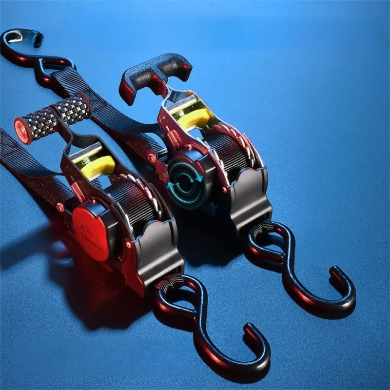 2pcs Adjustable Ratchet Straps, Durable Tie Downs, Self-Constricting Tie Down Straps for Trucks, Trailers, Motorcycles, Cargo Binding, Ratcheting Straps