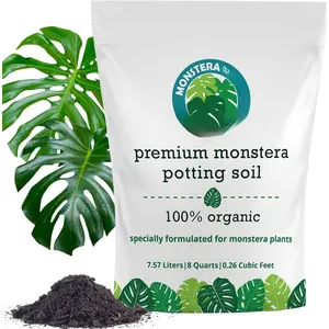 Monstera Potting Soil | Quick Draining, Nutrient Rich Living Aroid Soil for  Growth &  Root Aeration |  Aged Bark, Coco Coir, Perlite, Worm Castings (Large Bag)