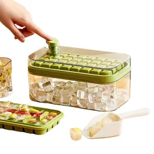 Press-Release Ice Cube Mold, Food Grade Freezer, Silicone Lid, Easy Release, Quick Freeze Tray, Innovative Button Design, 32 Slots, Summer Essential