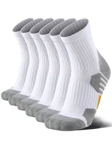 Men's Mid-Calf Sports Socks, 3-Pack, Full Arch Support & Humidity Management, Moisture Wicking, Dynamic Cushioning, Anti-Slip, Ideal for Running