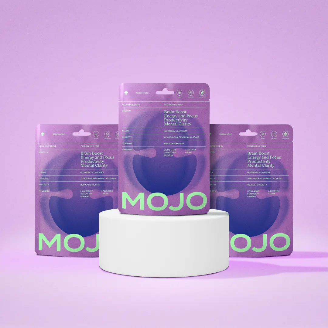 MOJO Brain Boost Energy & Focus Gummy - Blueberry Lavender- Vegan 60 Count (Pack of 3) Snack Naturals