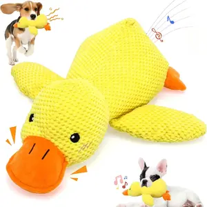 Calming Duck Toy for Dogs, 2026 New Interactive Chew Crinkle Toy with Quack Sound for Dogs Teeth, Soft Stuffed Plush Mellow Calming Duck Pillow for Puppy Keep Busy