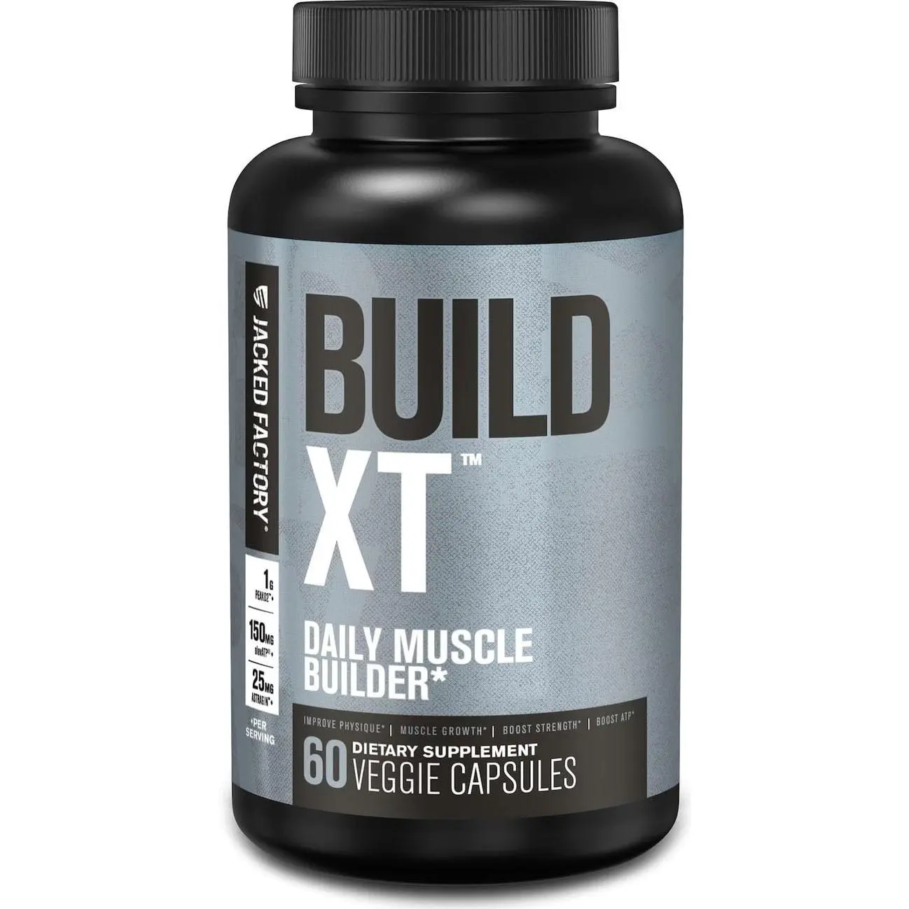 Jacked Factory Build-XT Daily Muscle Builder & Performance Enhancer - Muscle Building Supplement for Muscular Strength & Growth | Trademarked Ingredients Peak02, ElevATP, & Astragin - 60 Veggie Pills