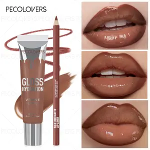 2Pcs/Set Lipliner + Lip Oil Matte Velvet Lipstick - Long lasting Waterproof Lip Combo Set Makeup tutorial Cosmetics