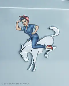 Rosie the Bronco Riveter — Bronco Rear Emblem Vinyl Decal (Pin-Up Edition)