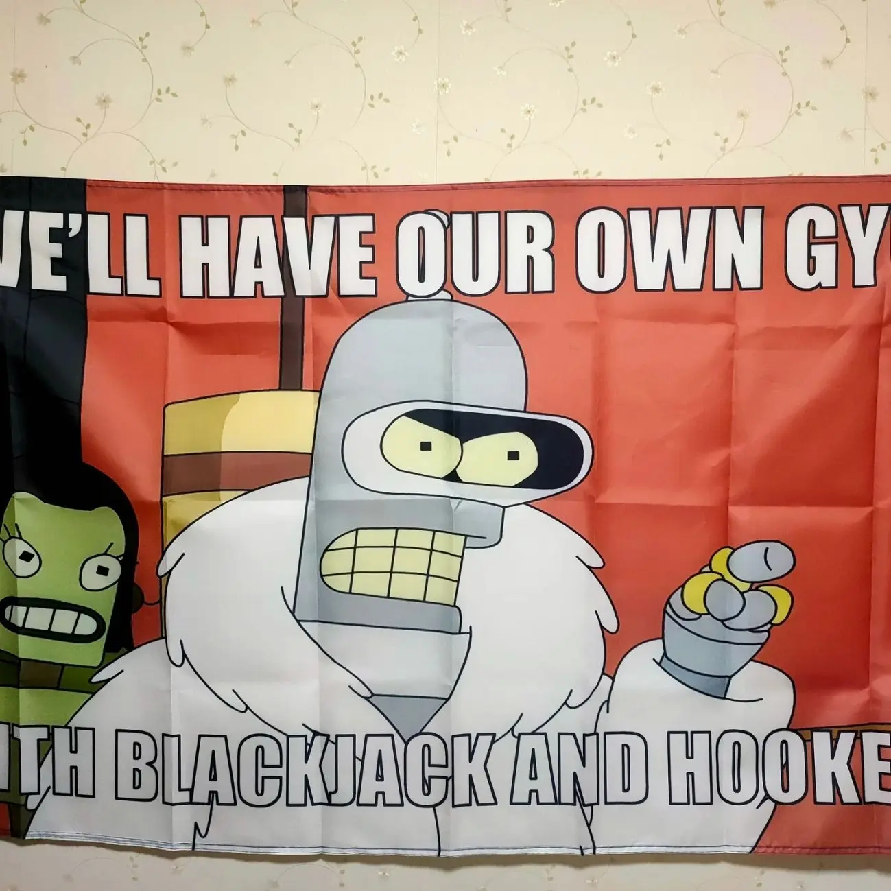 Futurama Bender Gym Flag Banner:  Tapestry Wall Art