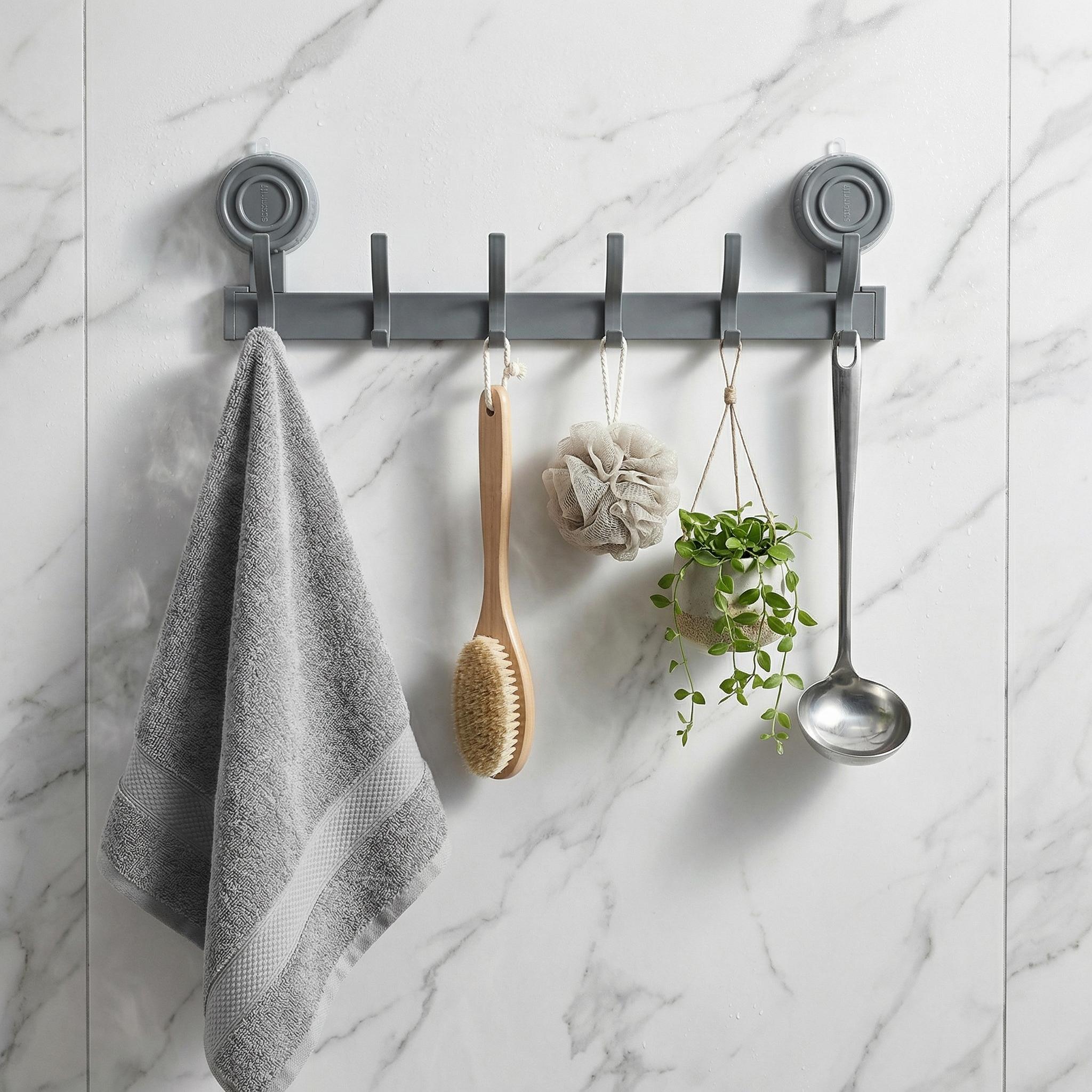 No Drill Suction Cup Hook Rack, Heavy Duty Space Aluminum Wall Hooks for Bathroom Kitchen, 10KG Load Bearing Waterproof Towel Rack