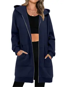 Women's Long-sleeved Thickened Thermal Hoodies with Zipper for Autumn and Winter, Fashionable Outerwear Coats