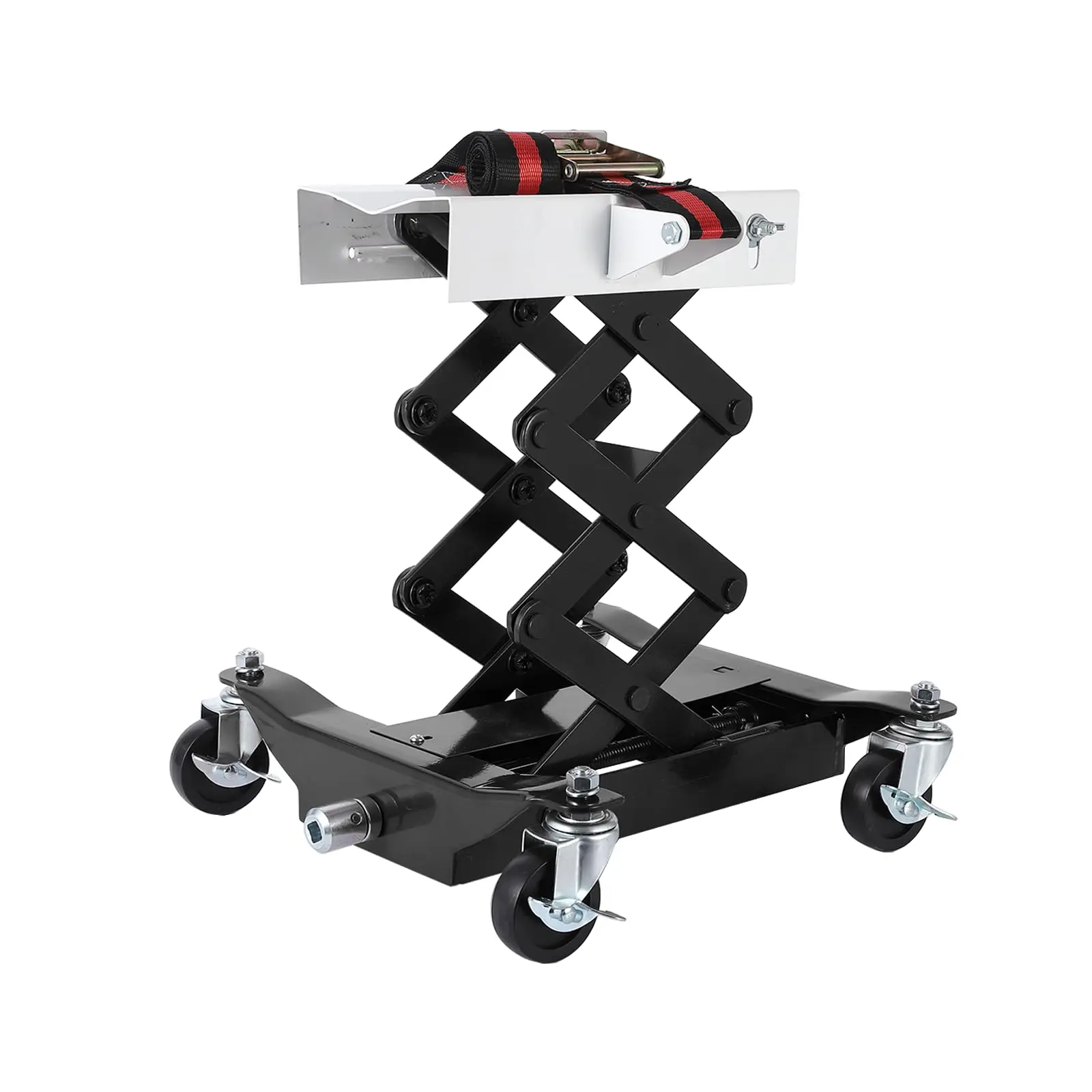 Heavy Duty 450 LBS Low Profile Drive Jack for Car & Truck Maintenance 7-23" Lift Height 2M Safety Straps 4 Brake Casters Portable Hydraulic Jack