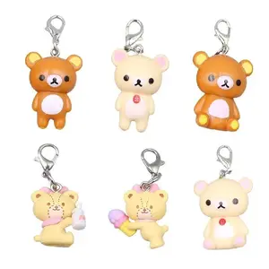 Kawaii Rilakkuma Easy Bear Keyrings Lazybear Doll Keychains Bag Clothing Puller Phone Rope Necklace Accessories Pendants Gift