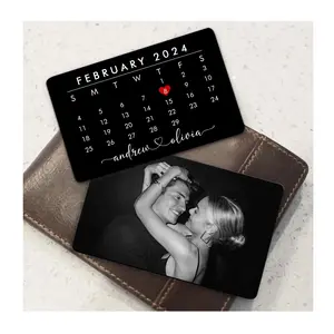 Custom Metal Photo Wallet Card: Personalized Anniversary Gift for Him, Boyfriend, Husband, Calendar Insert Card with Picture