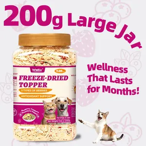 Wellix 7.05oz Cat & Dog Freeze-Dried Berry Topper - Blueberry, Cranberry, Strawberry | Natural Berry petloversFormula | Supports Urinary, Eye & Immune Health | Low Calorie | Nutritious & Yummy
