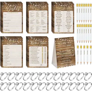331 count Bridal Shower  Supplies, 5 Sets (50 Cards Each) Wedding  Cards, 1 Put a Ring on It Bridal Shower  with 60 Rings and 20 Team Pencils for Wedding Engagement