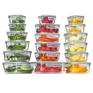 [Video Only] Vtopmart 18 Pack Glass Food Storage Containers with Lids -Stackable Design for Kitchen Utensils Oven Microwave Freezer Dishwasher Kitchenware  Fridge Organizers Insulated Lunch Compartment  Airtight Meal Prep Silicone Stretch Lids fathersdayg